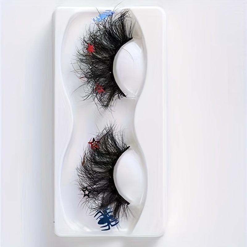 Spider Halloween False Eyelashes Sparkly Stars Spider Sequins Natural Style