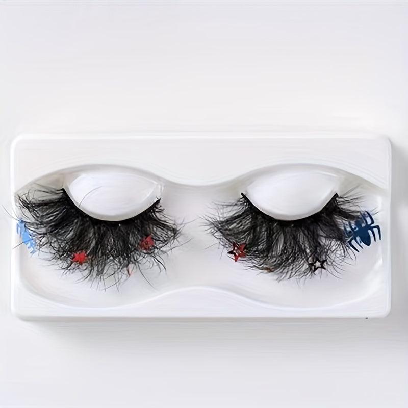 Spider Halloween False Eyelashes Sparkly Stars Spider Sequins Natural Style