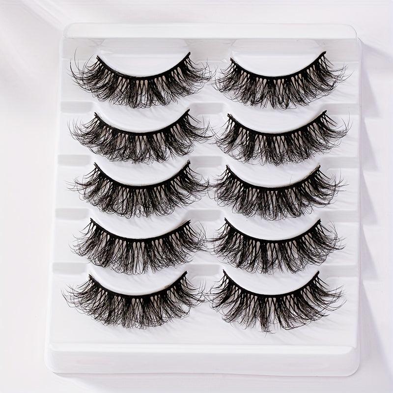 5 Pairs 5D Fluffy False Eyelashes Natural Thick Curly Makeup Lash Extension