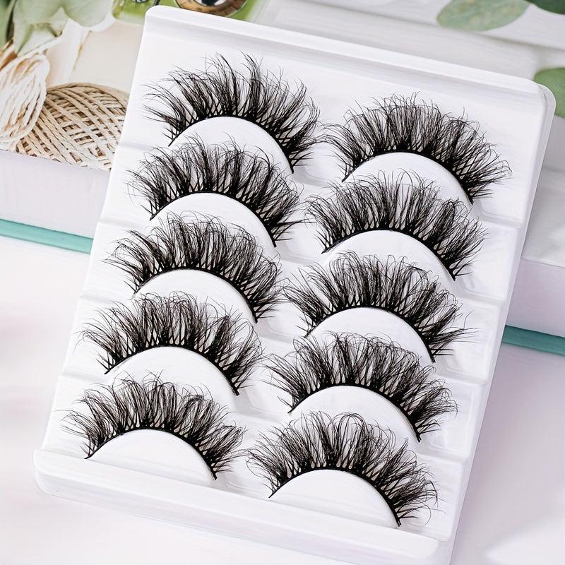 5 Pairs 5D Fluffy False Eyelashes Natural Thick Curly Makeup Lash Extension