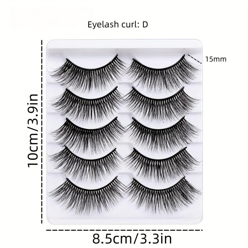5 Pairs Fluffy False Eyelashes Faux Mink 3D Lashes Extension