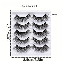 5 Pairs Fluffy False Eyelashes Faux Mink 3D Lashes Extension