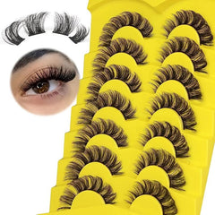 7 Pairs Natural Cluster Eyelashes Extensions 6-14mm Wispy Fluffy 3D Curly DIY