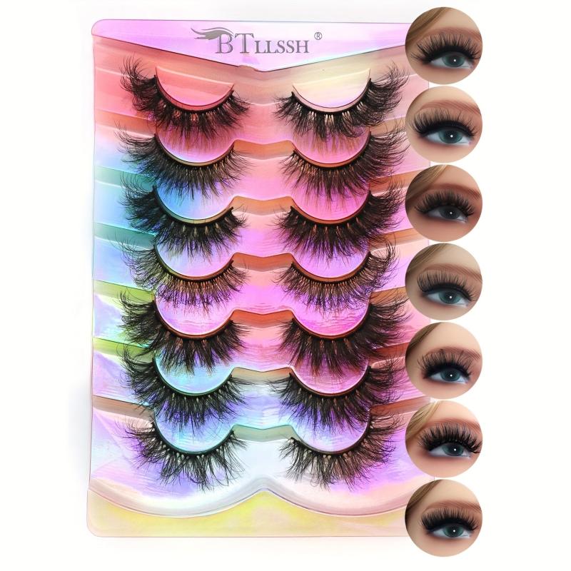 7 Pairs 15mm Thick Curling Fluffy False Eyelashes Cat Eye End Lengthening