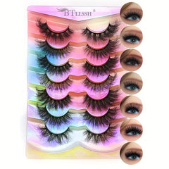 7 Pairs 15mm Thick Curling Fluffy False Eyelashes Cat Eye End Lengthening