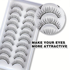 10 Pairs 3D False Eyelashes Faux Mink Lashes Reusable Makeup Tool