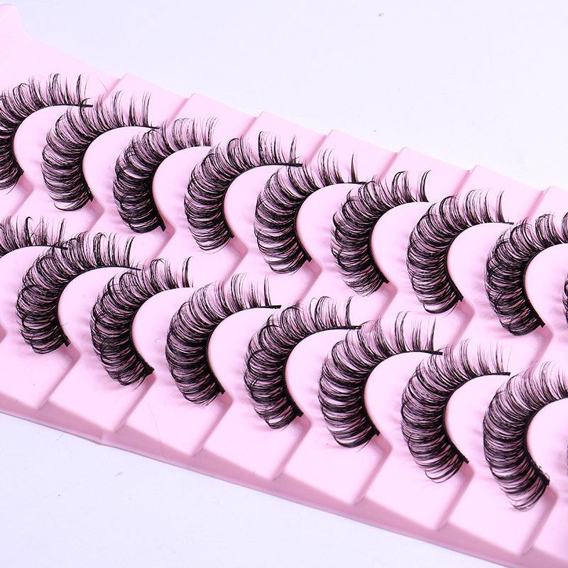 10 Pairs Fiber False Eyelashes D Curved Thick Curly Natural Eyelashes