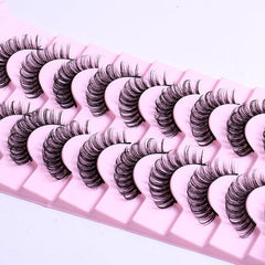 10 Pairs Fiber False Eyelashes D Curved Thick Curly Natural Eyelashes