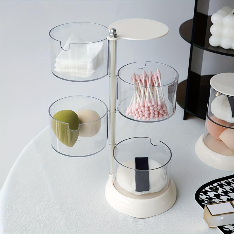 4 Layer Rotatable Makeup Organizer Sponge Holder Jewelry Storage
