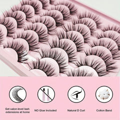 14 Pairs Fluffy Faux Mink Cat Eye False Eyelashes