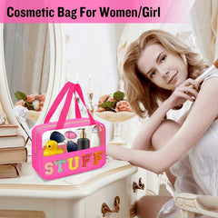 2 Chenille Letter Patches Clear Makeup Bag Waterproof Tote Bag