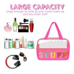 2 Chenille Letter Patches Clear Makeup Bag Waterproof Tote Bag