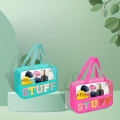 2 Chenille Letter Patches Clear Makeup Bag Waterproof Tote Bag