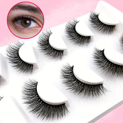 5 Pairs Short Wispy Faux Mink Fluffy Lashes 15mm Natural Look