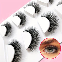 5 Pairs Short Wispy Faux Mink Fluffy Lashes 15mm Natural Look