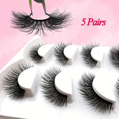 5 Pairs Short Wispy Faux Mink Fluffy Lashes 15mm Natural Look