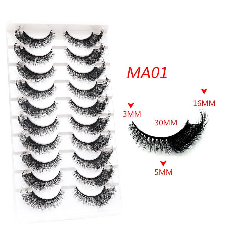 10 Pairs 3D Cat Eye False Eyelashes for Makeup Wedding Party
