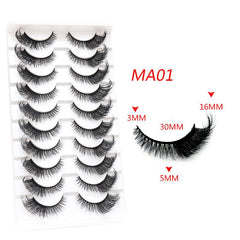 10 Pairs 3D Cat Eye False Eyelashes for Makeup Wedding Party