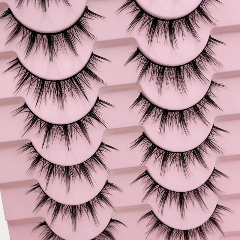 10 Pairs Manga Lashes 3D Volume Wispy Fluffy Spiky Eyelashes Pack