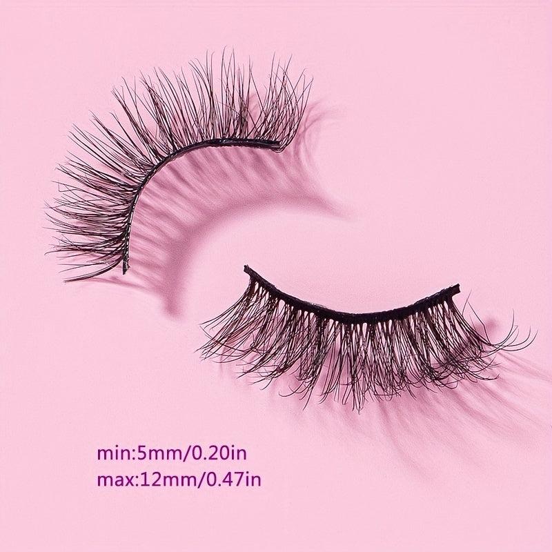 Natural Slender 5D Curly Half Eyelashes 12mm Lengthening Thickening Set