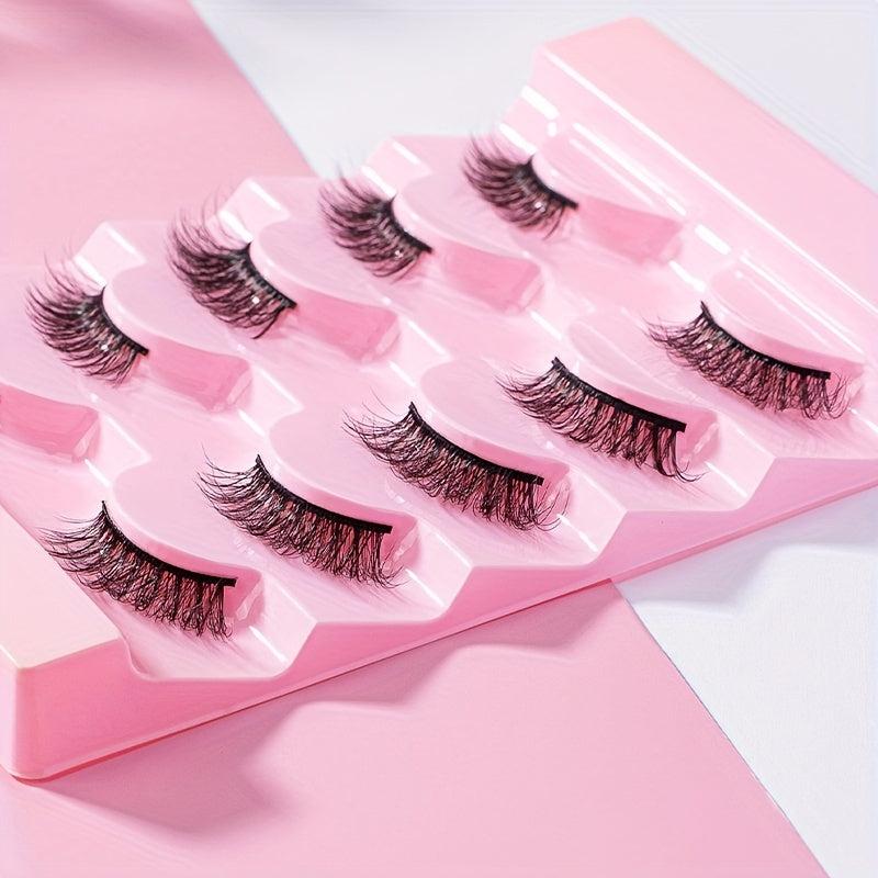 Natural Slender 5D Curly Half Eyelashes 12mm Lengthening Thickening Set