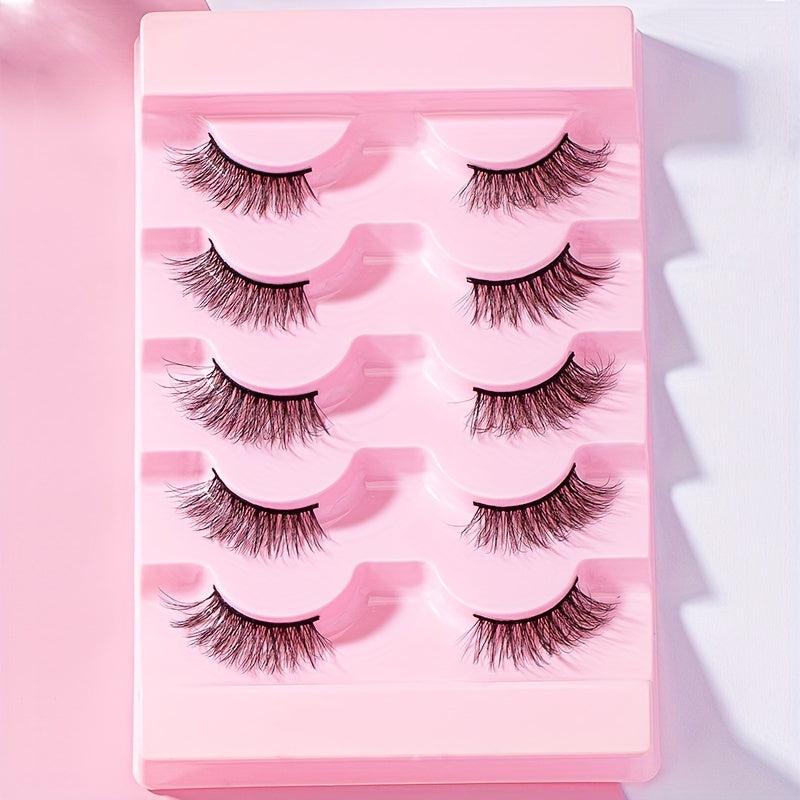 Natural Slender 5D Curly Half Eyelashes 12mm Lengthening Thickening Set