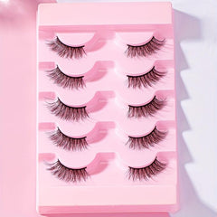 Natural Slender 5D Curly Half Eyelashes 12mm Lengthening Thickening Set