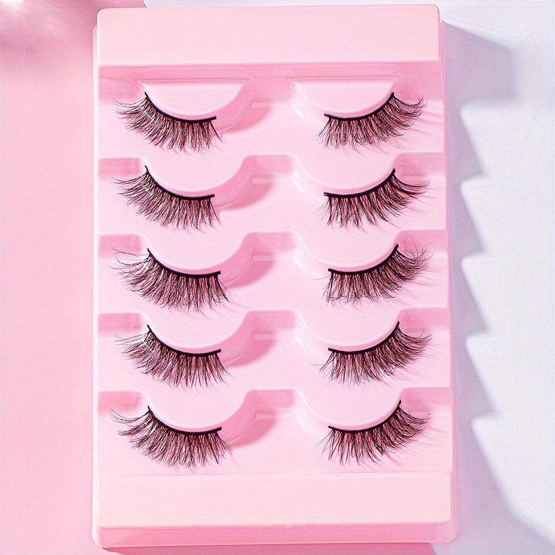 Natural Slender 5D Curly Half Eyelashes 12mm Lengthening Thickening Set