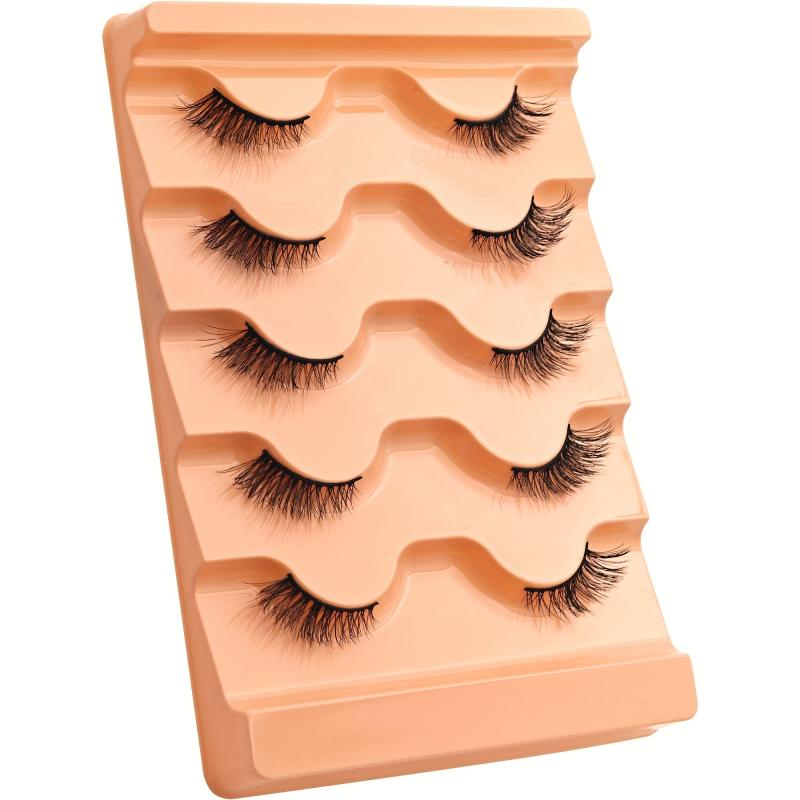 5 Pairs Faux Mink Half Eyelashes Natural Soft Short Wispy Cat Eye Lashes