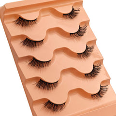 5 Pairs Faux Mink Half Eyelashes Natural Soft Short Wispy Cat Eye Lashes