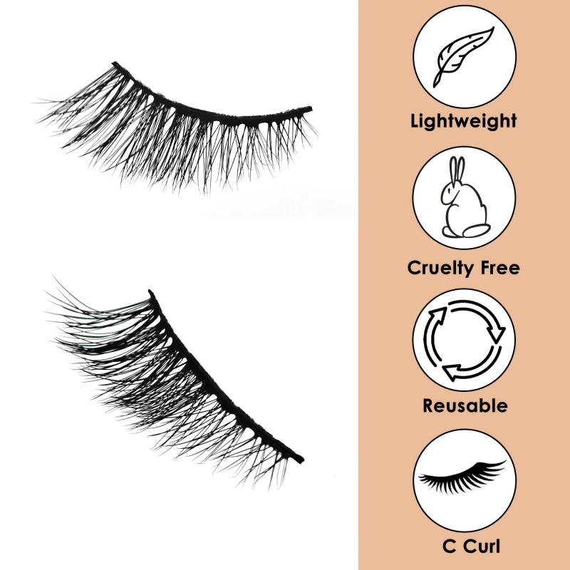 5 Pairs Faux Mink Half Eyelashes Natural Soft Short Wispy Cat Eye Lashes