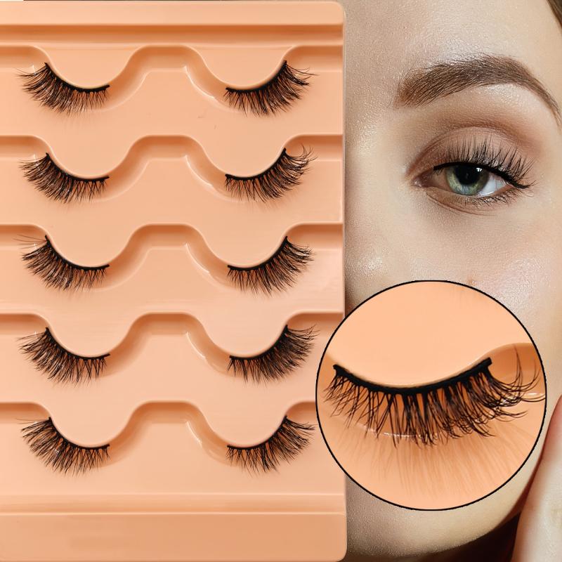 5 Pairs Faux Mink Half Eyelashes Natural Soft Short Wispy Cat Eye Lashes