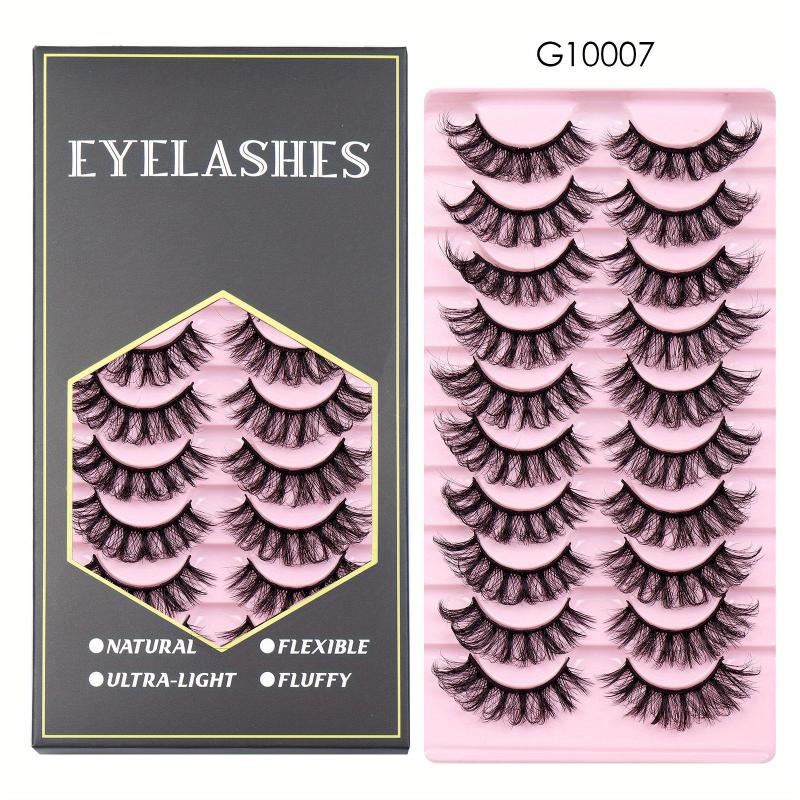 Faux Mink False Eyelashes Fluffy Thick Curling Lashes 10 Pairs