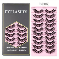 Faux Mink False Eyelashes Fluffy Thick Curling Lashes 10 Pairs