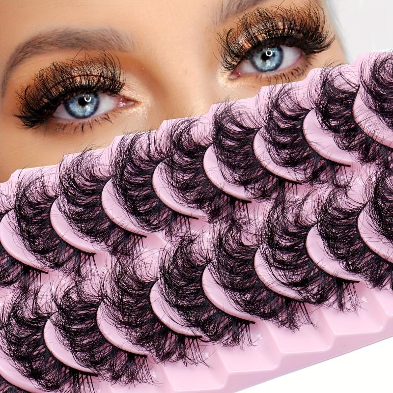 Faux Mink False Eyelashes Fluffy Thick Curling Lashes 10 Pairs