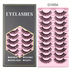 Faux Mink False Eyelashes Fluffy Thick Curling Lashes 10 Pairs