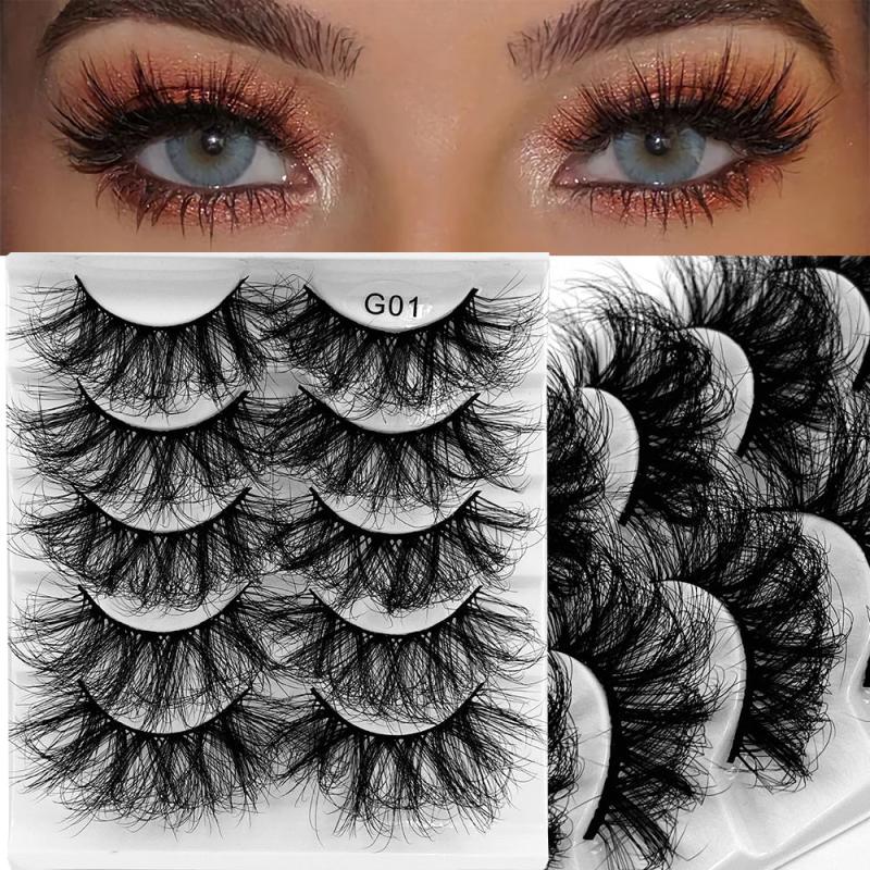 5 Pairs Fluffy Mink Lashes Thick Long Eyelashes Extension