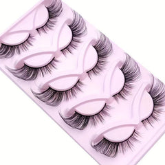 5 Pairs 6D Fluffy Wispy Faux Mink Eyelashes Dramatic Cat Eye Fox Effect Lashes