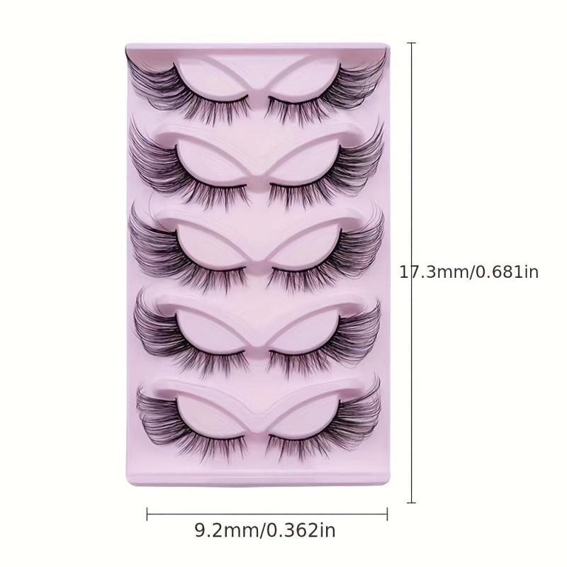 5 Pairs 6D Fluffy Wispy Faux Mink Eyelashes Dramatic Cat Eye Fox Effect Lashes