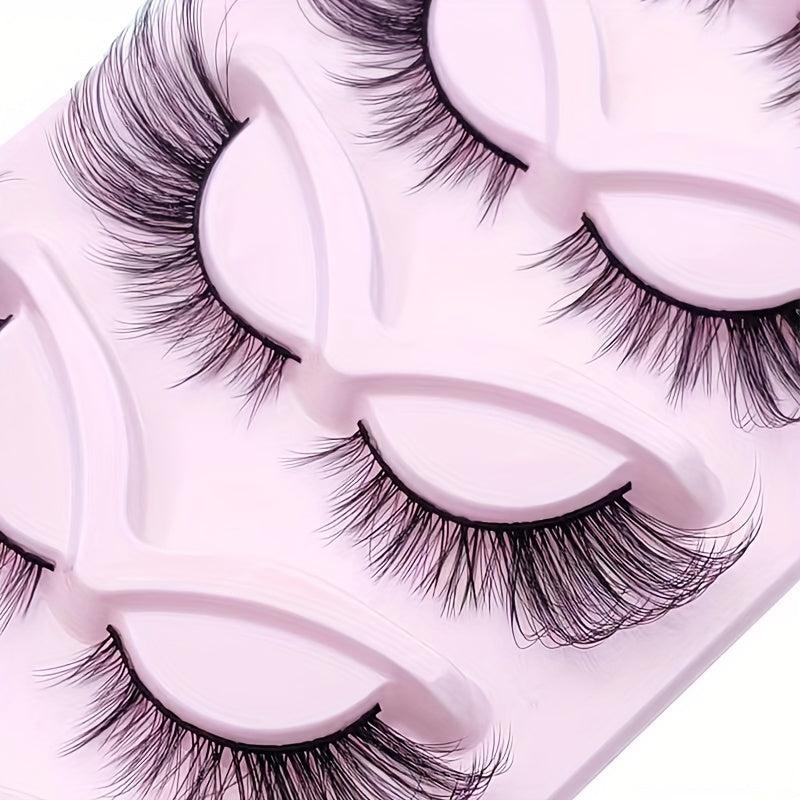 5 Pairs 6D Fluffy Wispy Faux Mink Eyelashes Dramatic Cat Eye Fox Effect Lashes