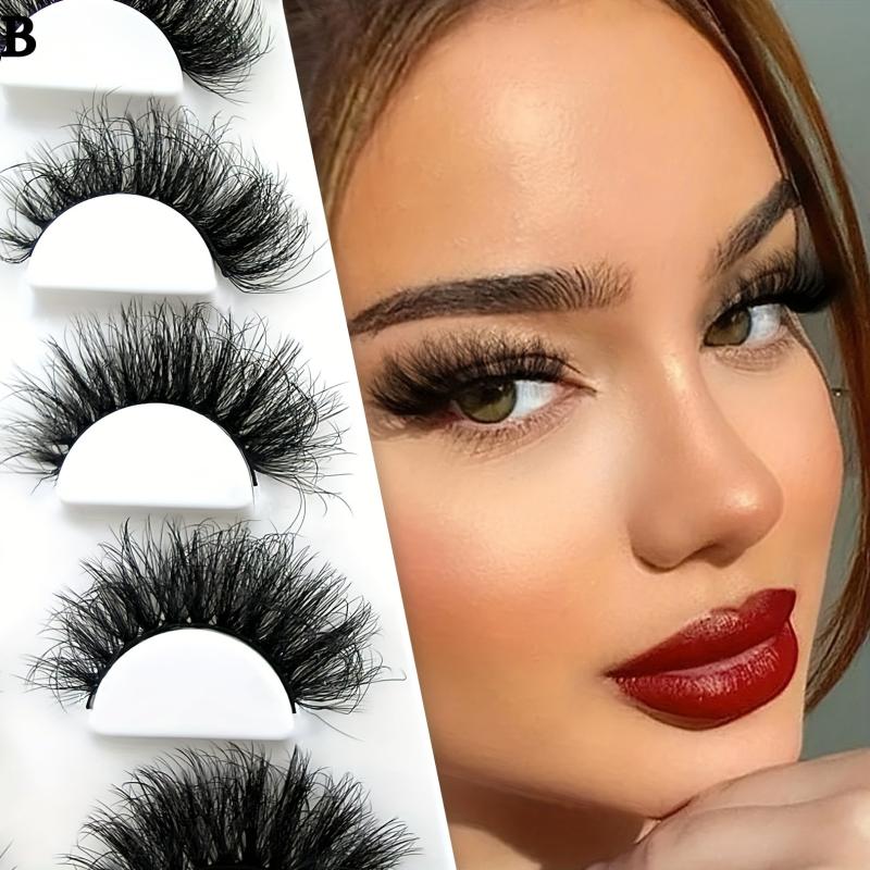 5 Pairs Thick Fluffy False Eyelashes - Dramatic Volume Lashes