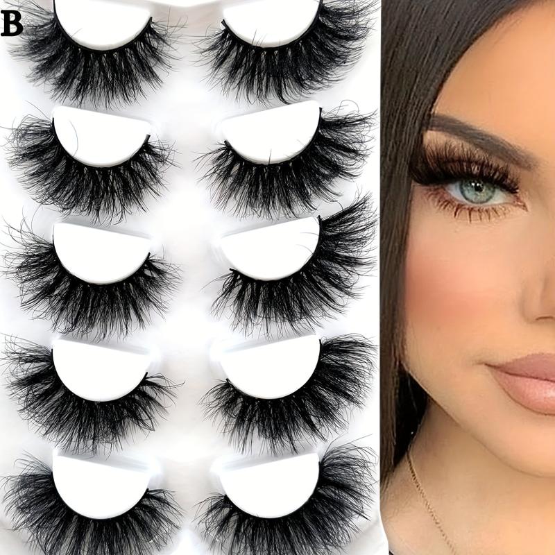 5 Pairs Thick Fluffy False Eyelashes - Dramatic Volume Lashes