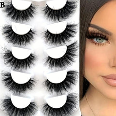 5 Pairs Thick Fluffy False Eyelashes - Dramatic Volume Lashes
