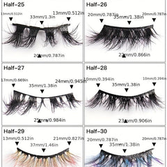 10 Pairs Faux Mink Hair Half Eye Lashes