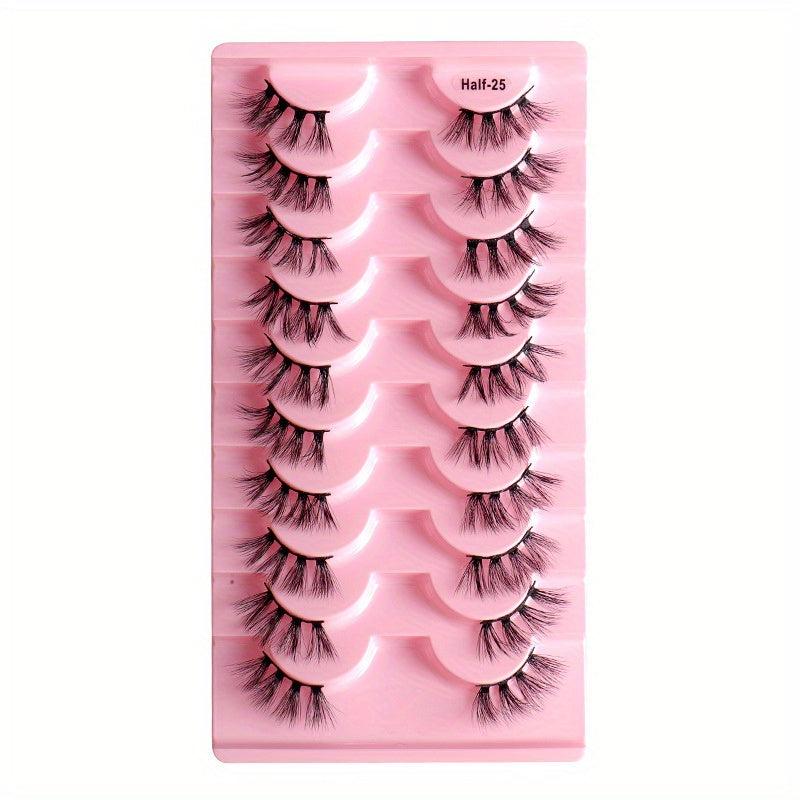 10 Pairs Faux Mink Hair Half Eye Lashes