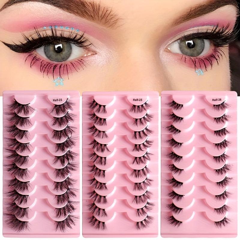 10 Pairs Faux Mink Hair Half Eye Lashes