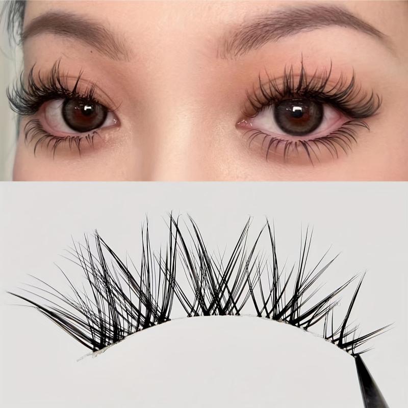 Slim Stem False Eyelashes Short Front Long Back Self-adhesive Lashes