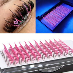 UV Pink Glitter False Eyelashes Mixed Length Luminous Fairy Hair