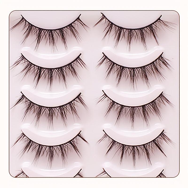 5 Pairs Faux Mink Lashes 3D Natural Long Soft False Eyelashes Wispy Fluffy