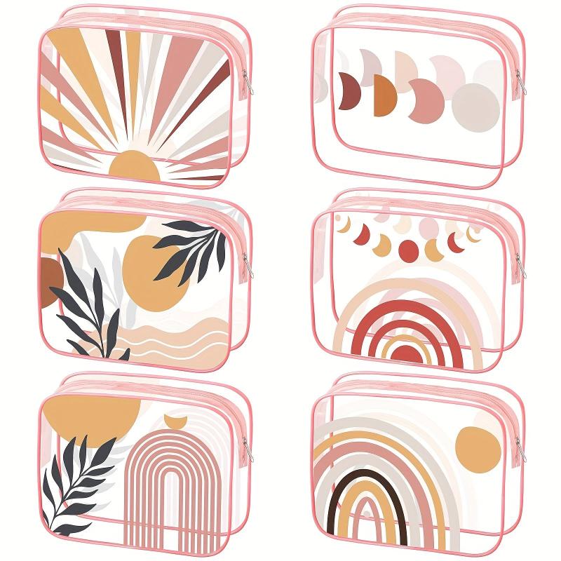 6 Pcs Preppy Clear Makeup Bags Leopard Waterproof Toiletry
